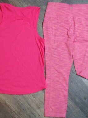 Two Piece Athletic Wear Set RBX Pink Leggings & Pink Tank Top Sz Med